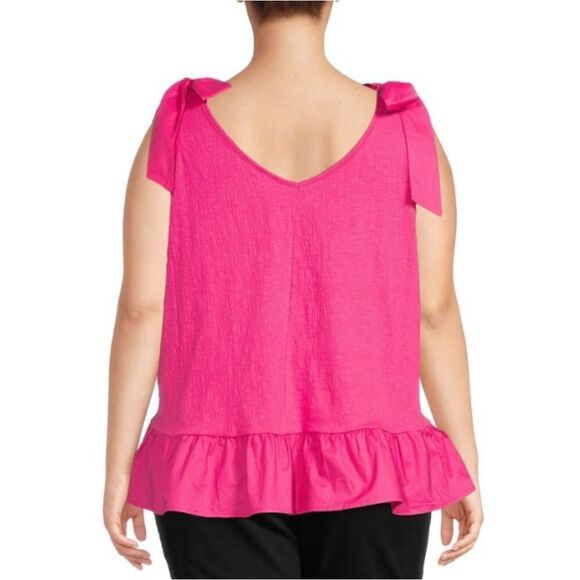 WOMEN'S PLUS SIZE Knit Tank Top Shirt with Shoulder Ties Size OX - Picture 4 of 9